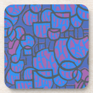 Posavasos Astras con respaldo de corcho azul y magenta abstr