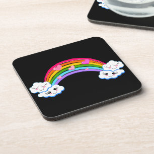 Posavasos Astras con respaldo de corcho de nubes de arcoiris