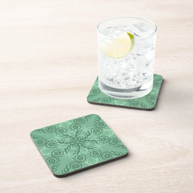 Posavasos Astras de pergamino de hoja verde ornadas (conjunt (Lado Derecho)