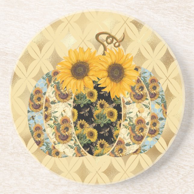 Posavasos Astras de piedra arenisca de calabaza de girasol r (Frente)