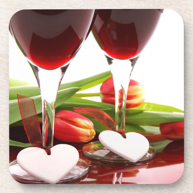 Posavasos Astras de vino y corazón (Frente)