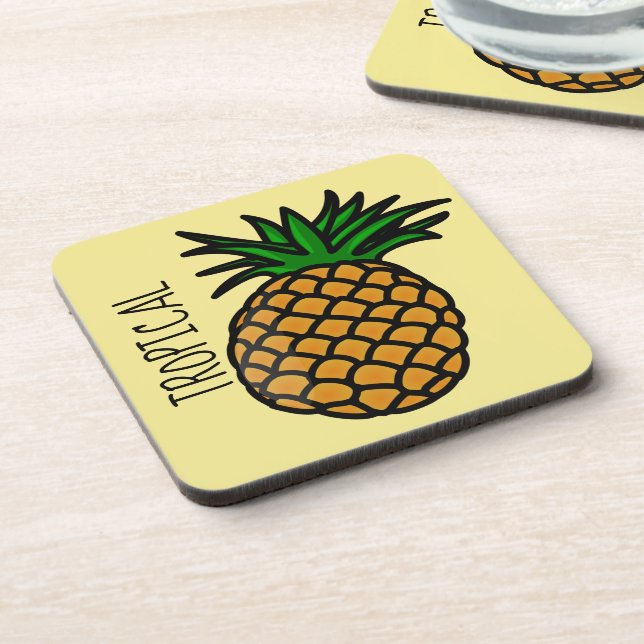 Posavasos Astras plásticas de piña tropical con espalda de c (Lado Izquierdo)