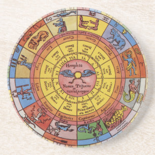 Posavasos Astrología Antigüedad Vintage, Rueda Zodiacal Cele