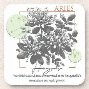 Posavasos Astrología/Aries Zodiac Rótulo Flor Himno