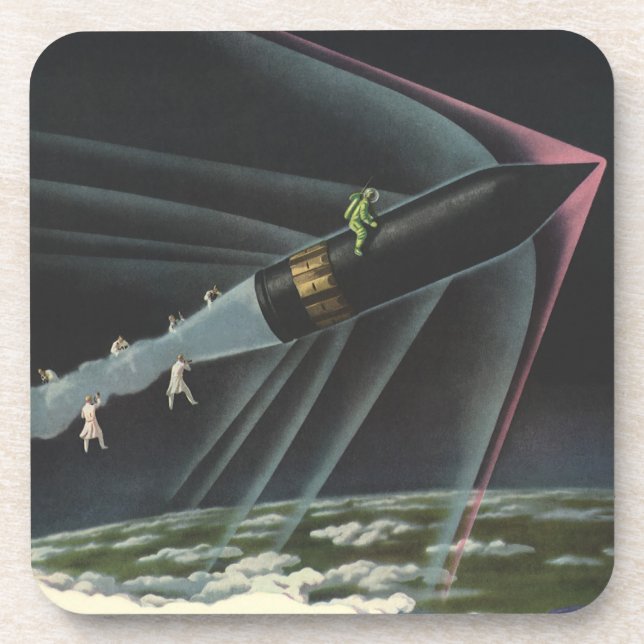 Posavasos Astronauta de ciencia ficción vintage montando un  (Frente)