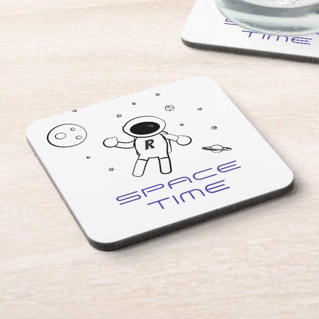 Posavasos Astronauta en el espacio - Arte esbozado en blanco (Lado Izquierdo)