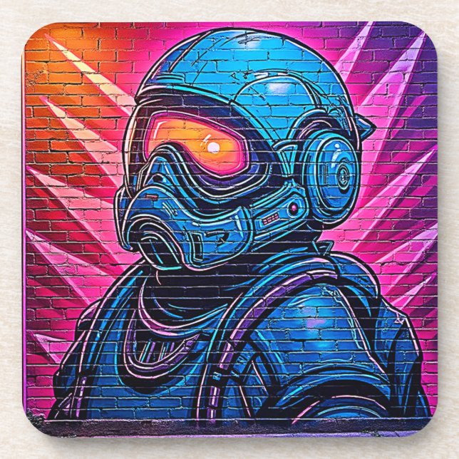 Posavasos Astronauta Neon Cyberpunk (Frente)