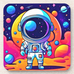 Posavasos Astronauta vibrante en arte cósmico