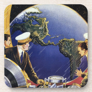 Posavasos Astronautas de ciencia ficción vintage orbitan la