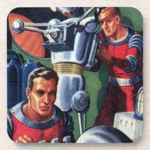 Posavasos Astronautas de ciencia ficción vintage reparando u