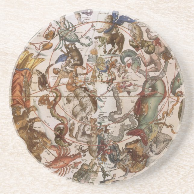 Posavasos Astronomía de época, constelaciones del cielo meri (Frente)