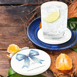 Posavasos Atando el Nudo Arco Azul de Regalo para la Despedi