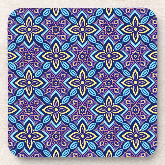 Posavasos Ataques de patrón geométrico de Boho vibrante - Co (Frente)