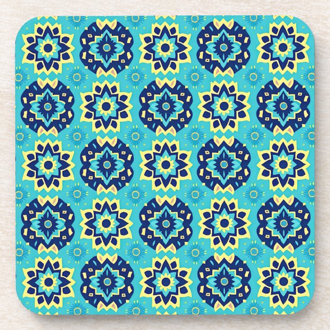 Posavasos Ataques de patrón geométrico de Boho vibrante - Co (Frente)