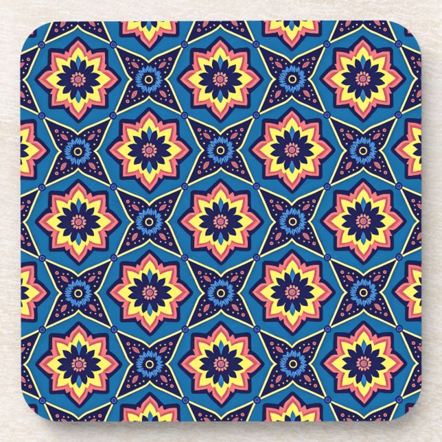 Posavasos Ataques de patrón geométrico de Boho vibrante - Co (Frente)