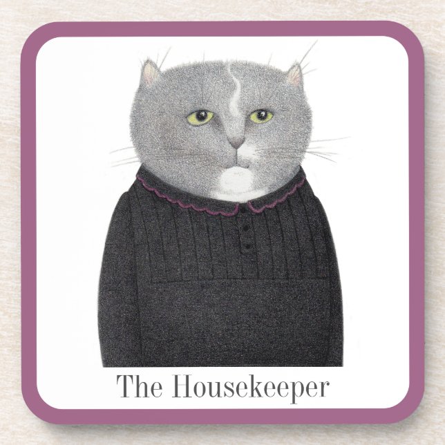 Posavasos Ataques de plástico duro CAT para HOUSEKEEPER + te (Frente)