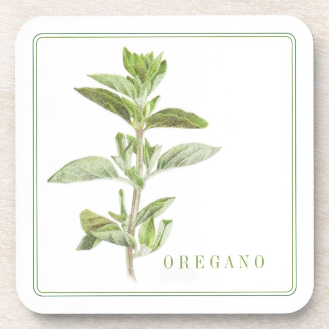 Posavasos Ataques de plástico duro OREGANO FRESCOS (+texto) (Frente)