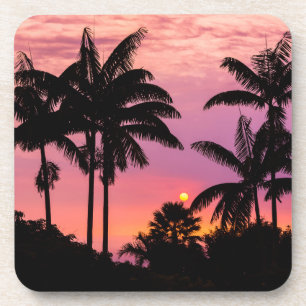 Posavasos Atardecer a través de palmeras