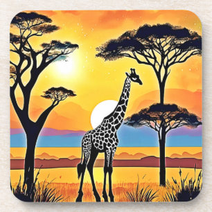Posavasos Atardecer en el Safari: Abrazo de la Jirafa
