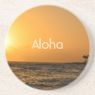 Posavasos Atardecer en la playa de Kauai en el océano (mi fo