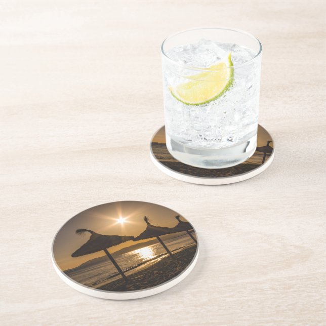 Posavasos Atardecer en la playa, Mallorca, España (Lado)