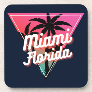Posavasos Atardecer Neón Retro Palmeras Miami Florida