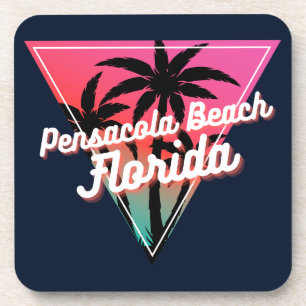 Posavasos Atardecer Neón Retro Palmeras Playa Pensacola