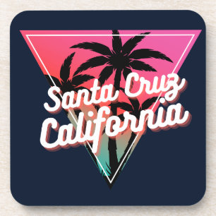 Posavasos Atardecer Neon Retro Palmeras Santa Cruz Californi