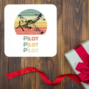 Posavasos Atardecer Retro Vintage, Piloto de Avión, Aviación
