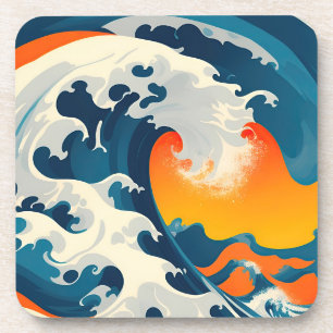 Posavasos Atrapar una gran ola japonesa