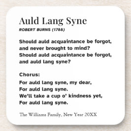 Posavasos Auld Lang Syne Lyrics New Year's Eve Personalized