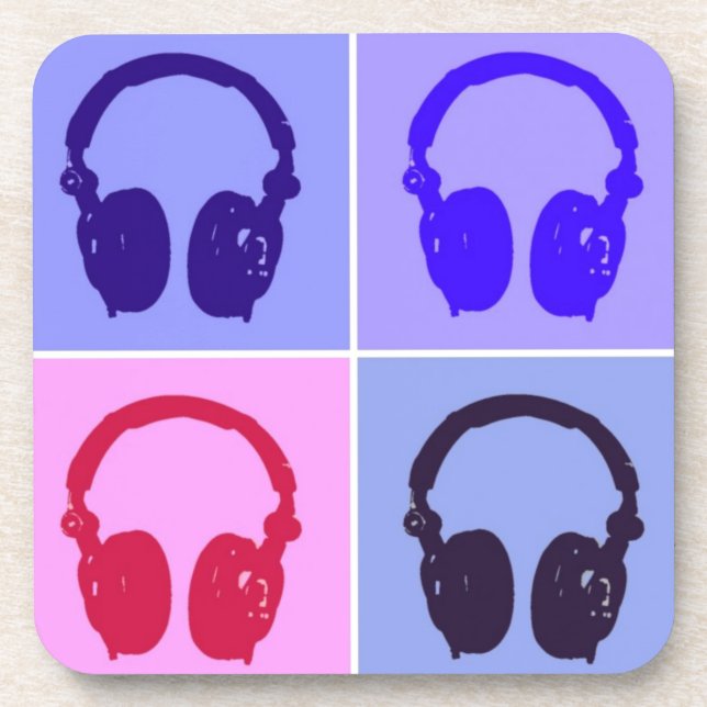 Posavasos Auriculares de arte pop (Frente)