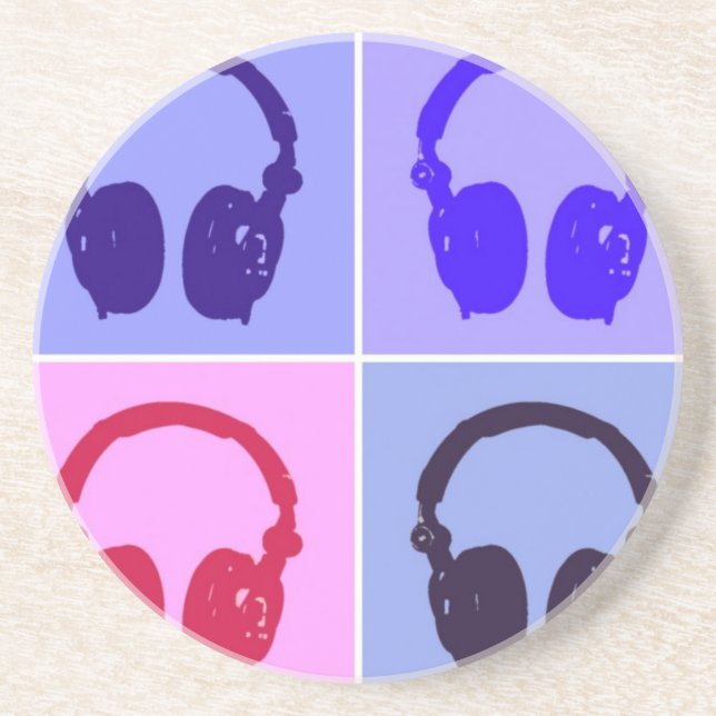 Posavasos Auriculares de arte pop (Frente)