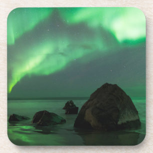 Posavasos Aurora boreal Playa Lofoten Noruega
