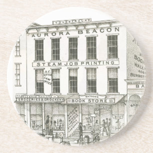 Posavasos Aurora Illinois Aurora Beacon News 1871 Stone Lith