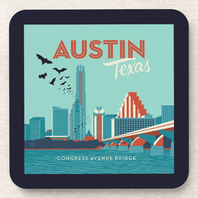 Posavasos Austin, Texas | Puente de la Avenida del Congreso (Frente)