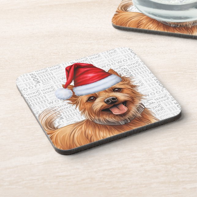 Posavasos Australia Terrier Dog Woof Word Art Holiday (Lado Izquierdo)