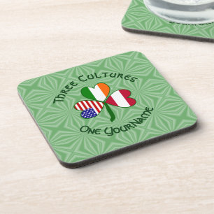 Posavasos Austria Irlanda EE. UU. Banderas Trébol Tu Nombre