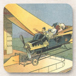 Posavasos Auto convertible de vintage Science Ficción Steamp<br><div class="desc">Ilustracion Vintage Victoriano futurista viajes y transporte ciencia ficción diseño de punk de vapor con un auto convertible volador con alas. El chófer está a punto de aterrizar su coche futurista (o es un avión) en la tienda de chocolates en el futuro. Un clásico diseño de ciencia ficción de historietas...</div>
