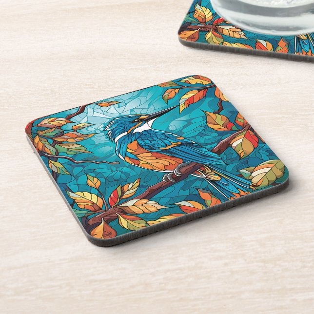 Posavasos Autumn Kingfisher Hard Plastic Coaster (Lado Izquierdo)