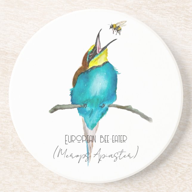 Posavasos Ave acuarela (apicultor europeo) (Frente)