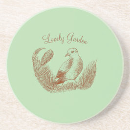 Posavasos Ave de Jardín Vintage - Floral monocroma elegante