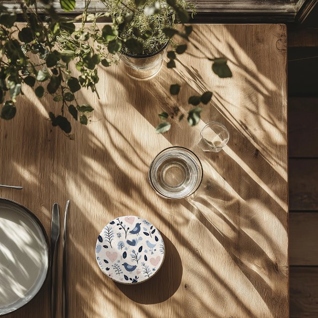 Posavasos Ave escandinava y escayola de piedra floral (Subido por el creador)