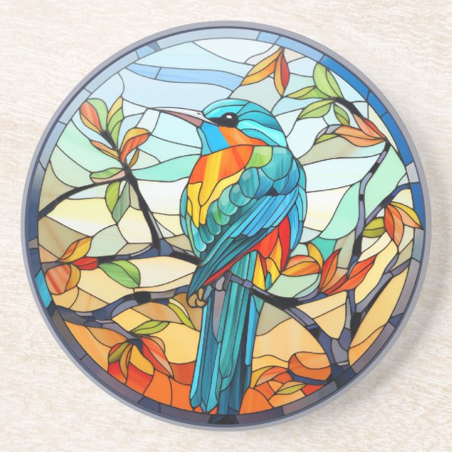Posavasos Ave Kingfisher de vidrio templado dulce (Frente)