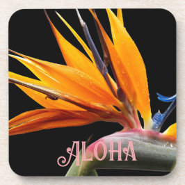 Posavasos Ave naranja de la planta de paraíso Bloom Aloha