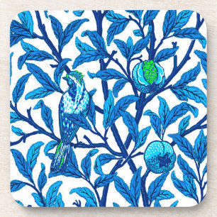 Posavasos Ave y granada Art Nouveau, azul cobalto