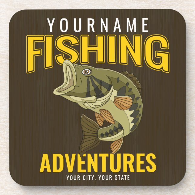 Posavasos Aventuras de pesca personalizadas: pescador de baj (Frente)