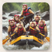 Aventurous Capuchin Monkeys Whitewater Rafting