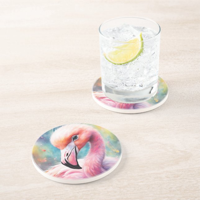 Posavasos Aves arcoiris Flamingo 2 (Lado)