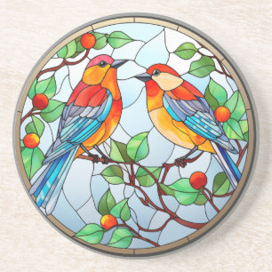 Posavasos Aves azules de vidrio templado dulce